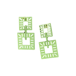Zyroka Dual Square Statement Earrings – Mint Green