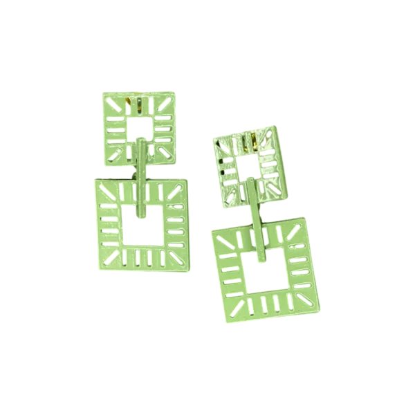 Zyroka Dual Square Statement Earrings – Mint Green