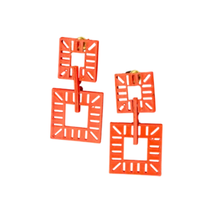 Zyroka Dual Square Statement Earrings – Tangerine