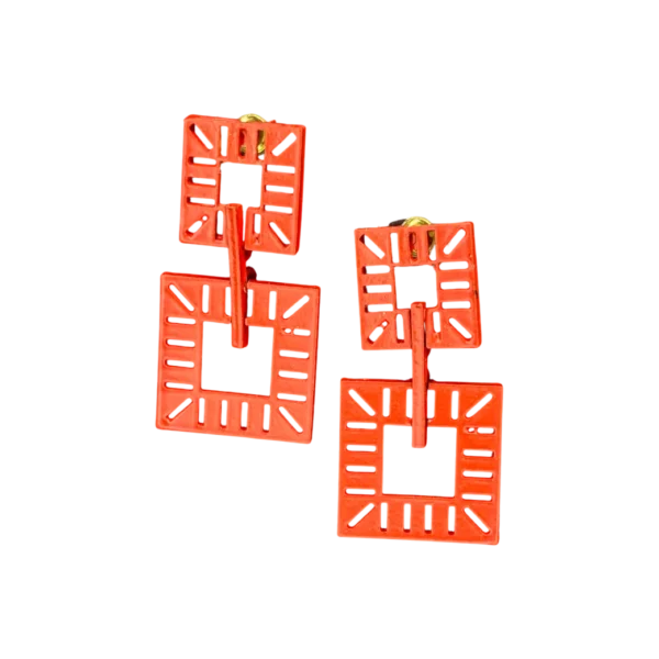 Zyroka Dual Square Statement Earrings – Tangerine