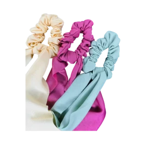 Zyroka Pastel Bow Scrunchies – Set of 3