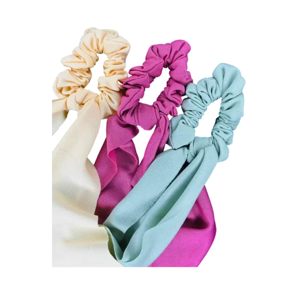 Zyroka Pastel Bow Scrunchies – Set of 3